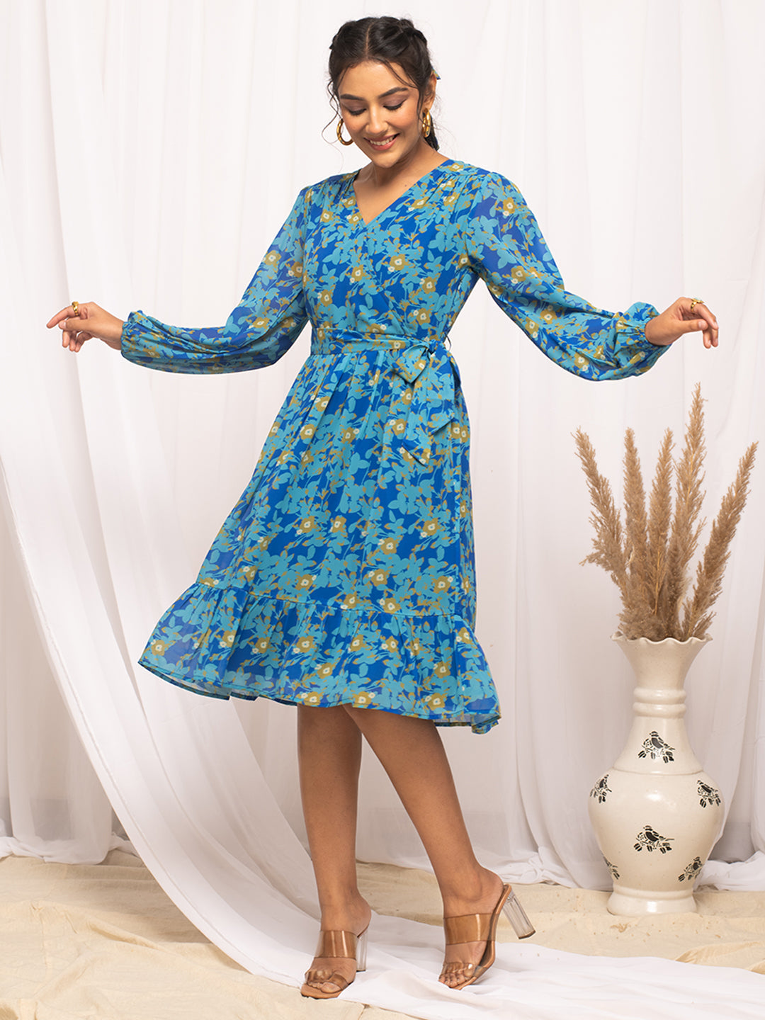 Sky-Blue-Georgette-Floral-Printed-Dress
