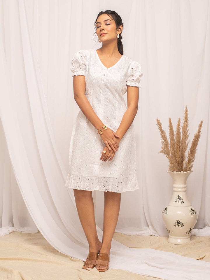 White-Cotton-Schiffli-Skater-Midi-Dress