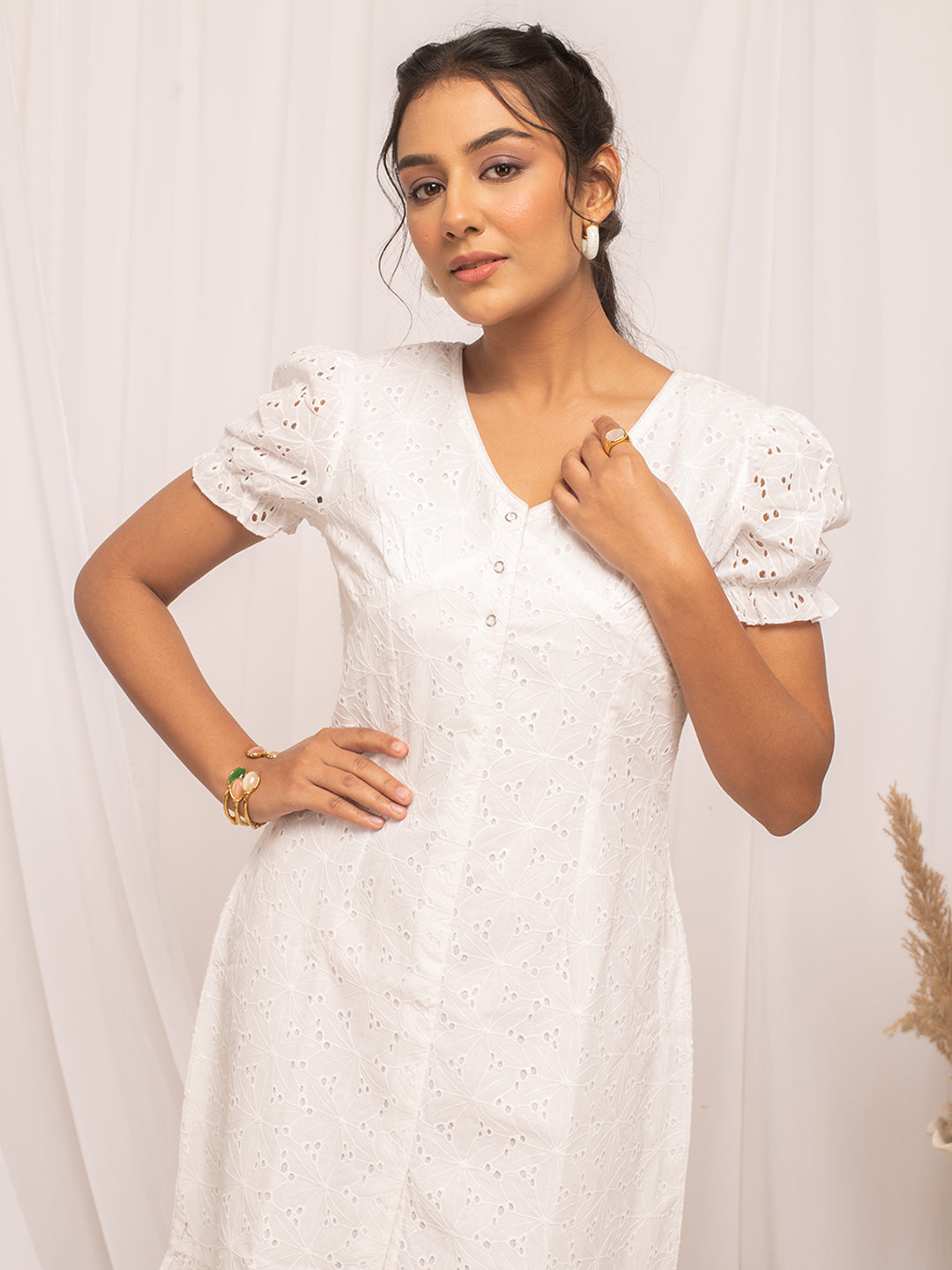 White-Cotton-Schiffli-Skater-Midi-Dress