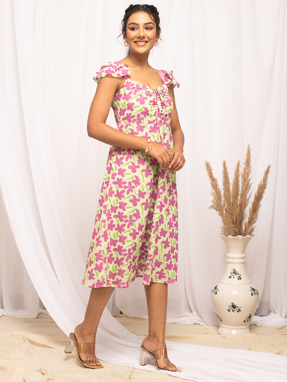Pink-Georgette-Floral-Printed-Dress