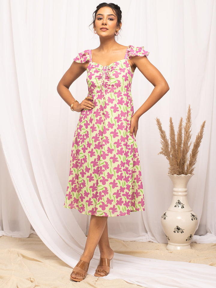 Pink-Georgette-Floral-Printed-Dress