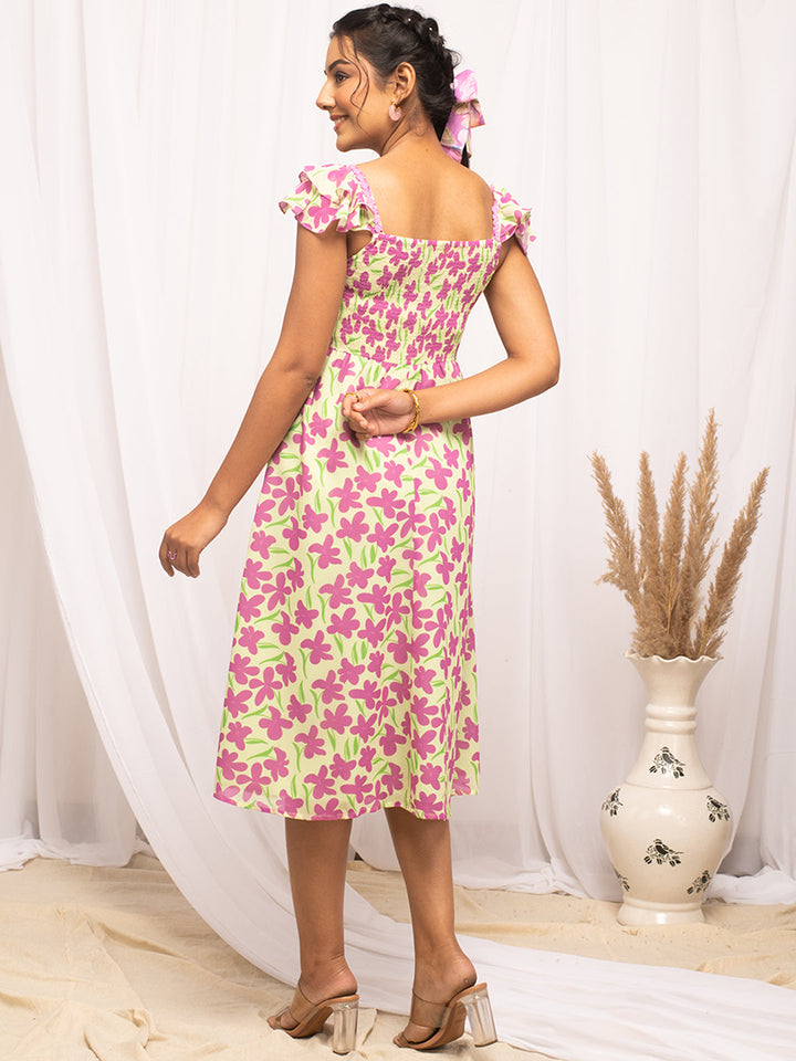 Pink-Georgette-Floral-Printed-Dress
