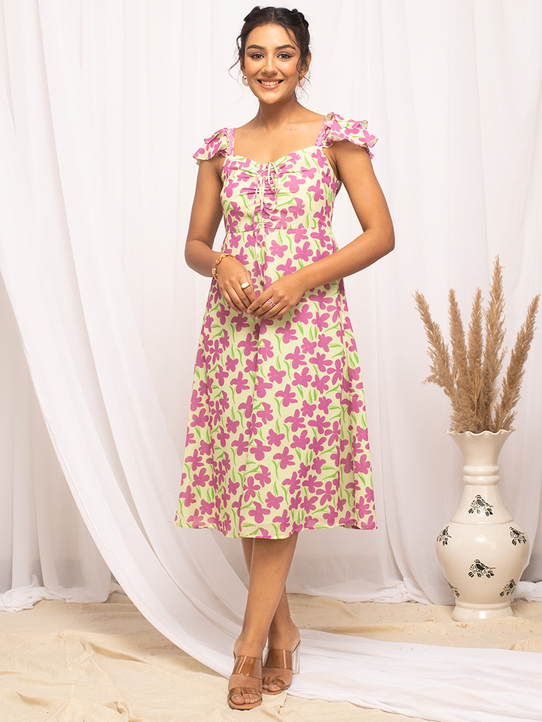 Pink-Georgette-Floral-Printed-Dress
