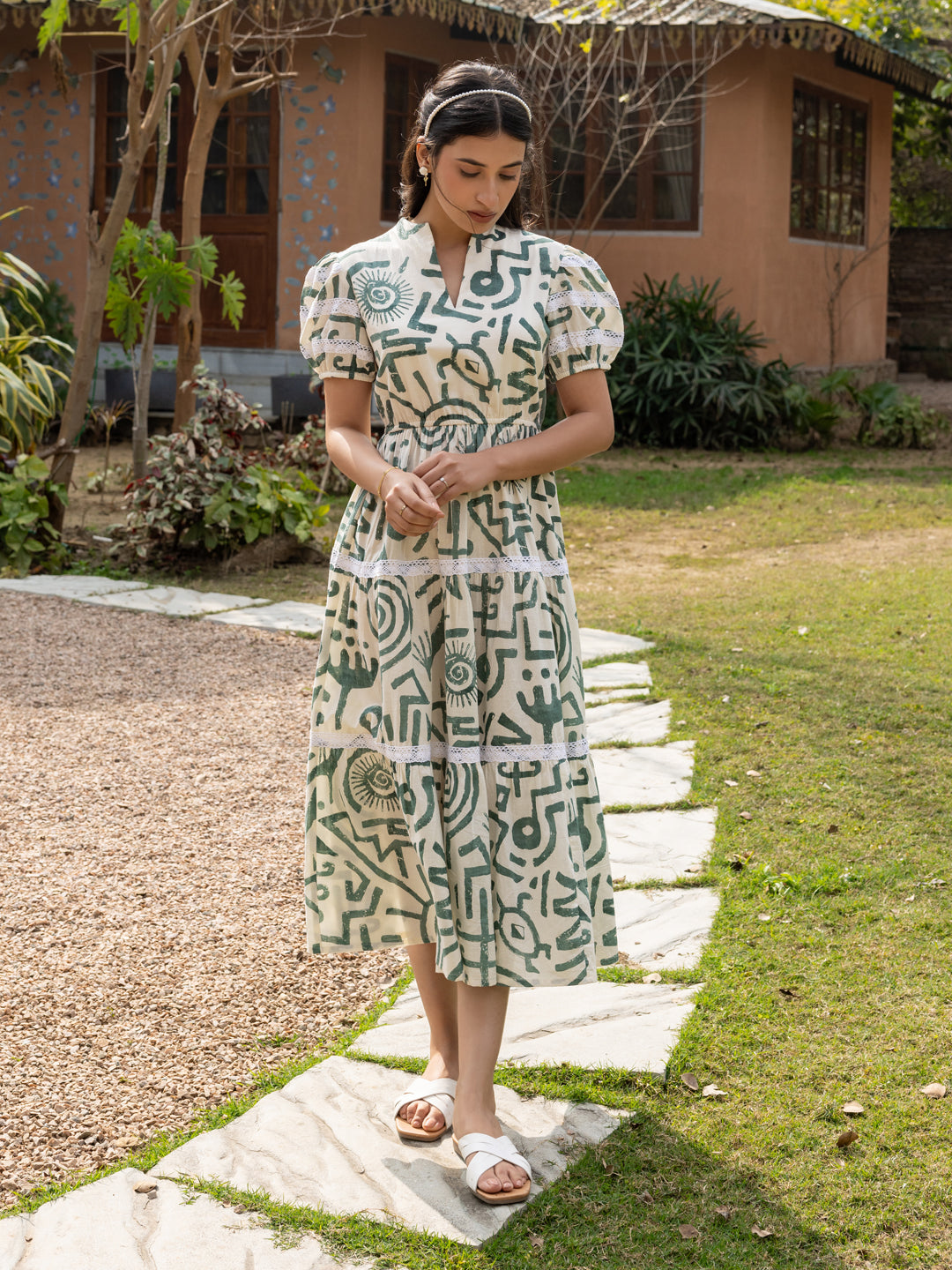 Off-White-Cotton-Printed-Midi-Dress