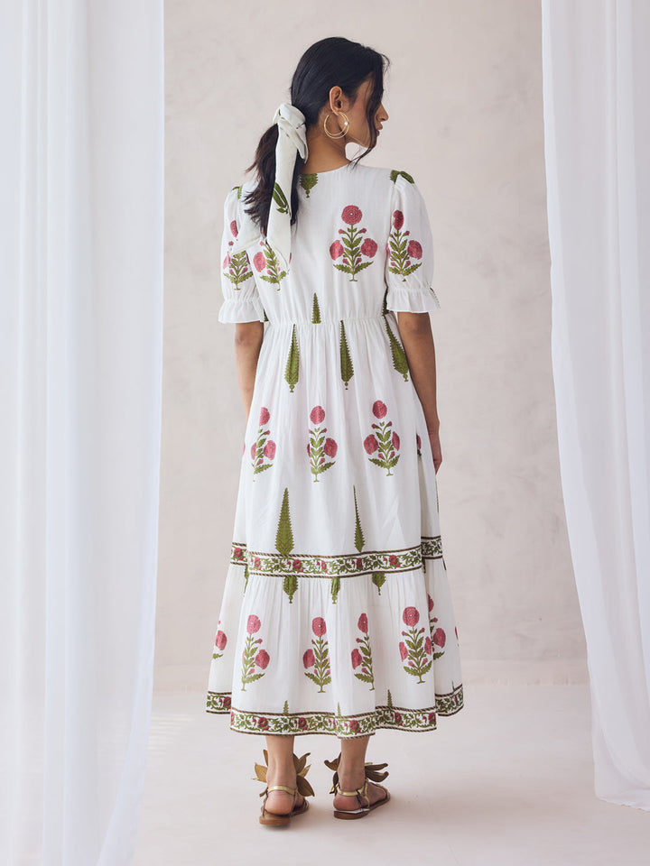 Off-White-Cotton-Floral-Printed-Midi-Dress