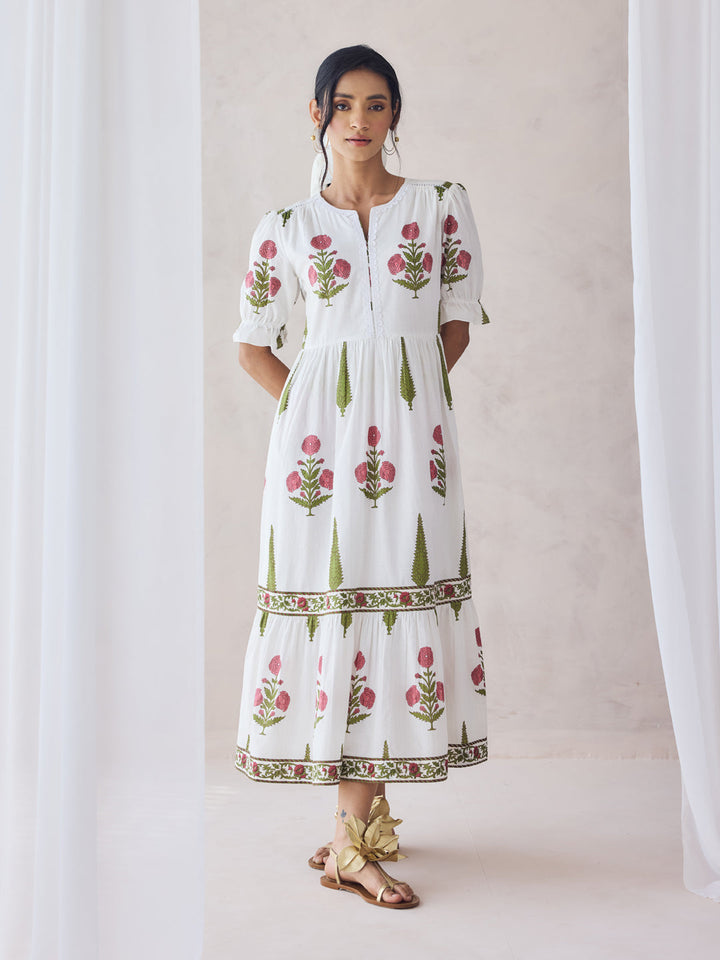 Off-White-Cotton-Floral-Printed-Midi-Dress