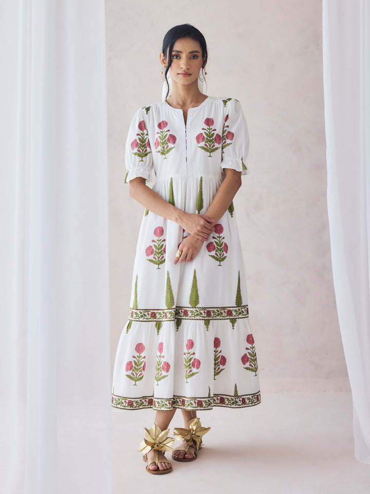 Off-White-Cotton-Floral-Printed-Midi-Dress
