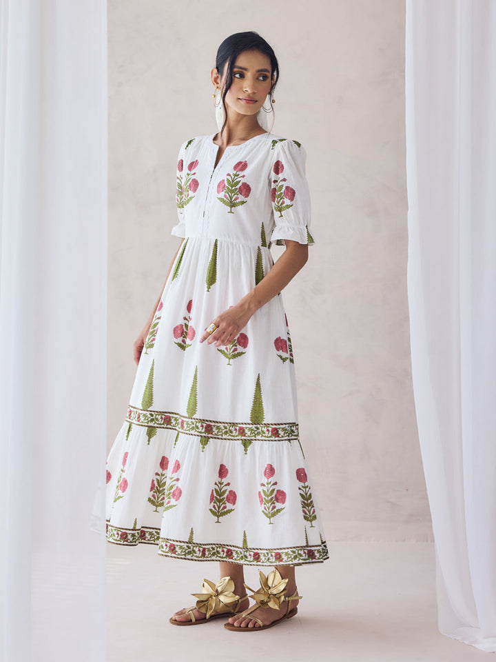 Off-White-Cotton-Floral-Printed-Midi-Dress