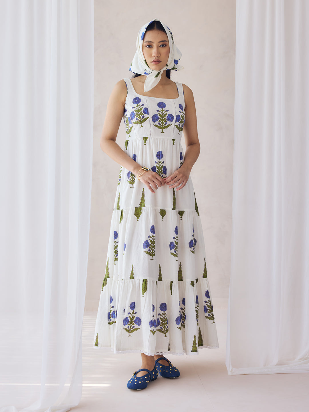 Off-White-Cotton-Floral-Printed-Maxi-Dress