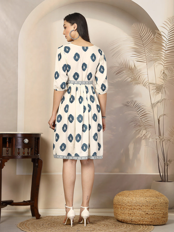 White&-Blue-Rayon-Boho-Printed-Midi-Dress