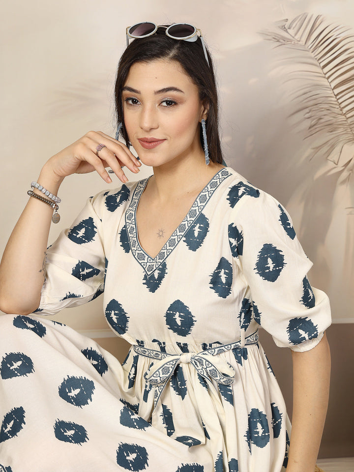 White&-Blue-Rayon-Boho-Printed-Midi-Dress