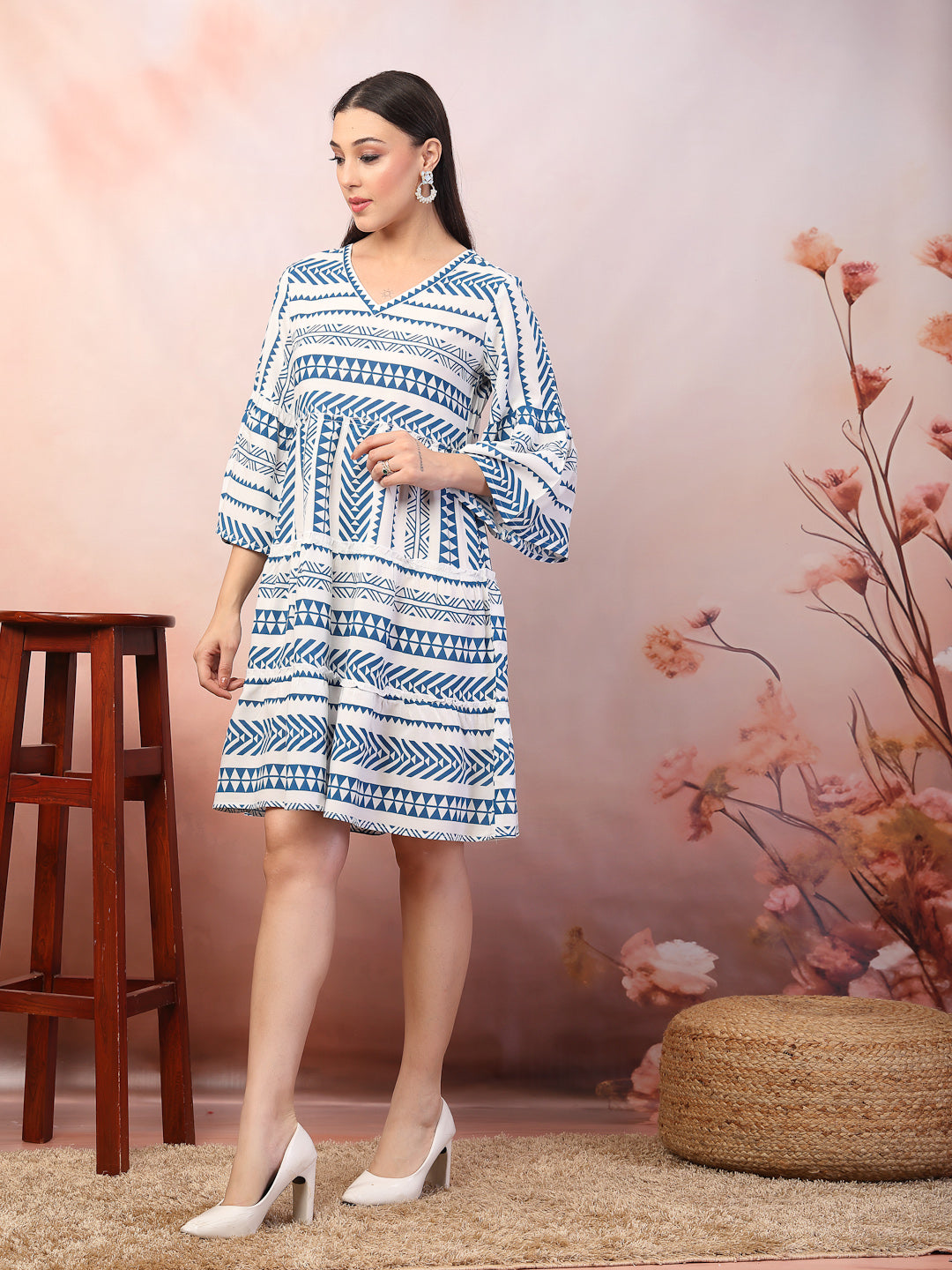 Aqua-Blue-Rayon-Floral-Print-A-Line-Kurta-Only