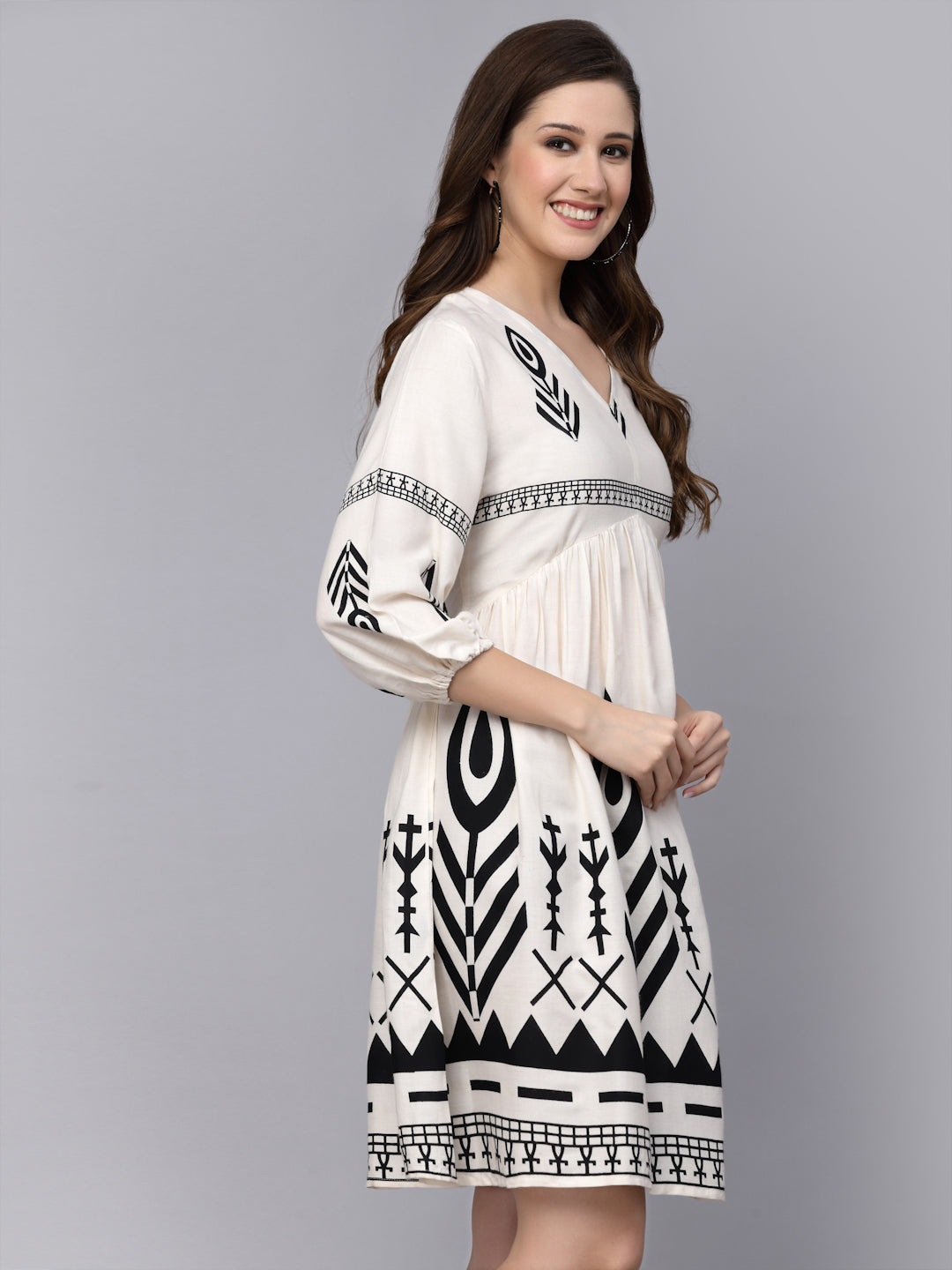 Off-White-Rayon-Flared-Midi-dress