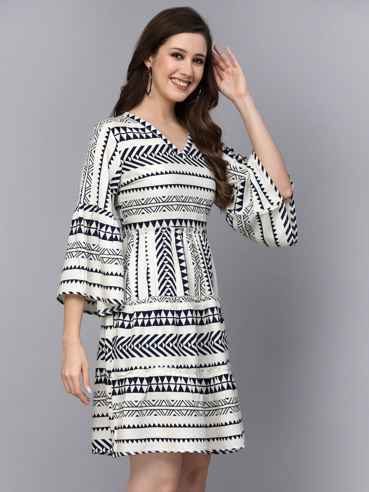 Blue-&-White-Rayon-Tiered-Midi-dress