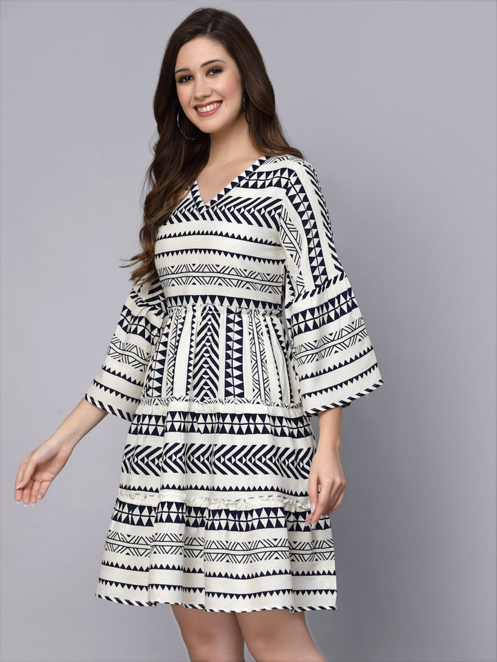 Blue-&-White-Rayon-Tiered-Midi-dress