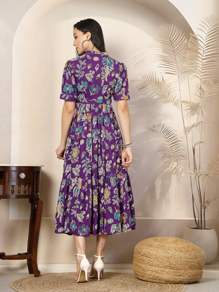 purple-Rayon-Tropical-Printed-Tiered-Midi-Dress