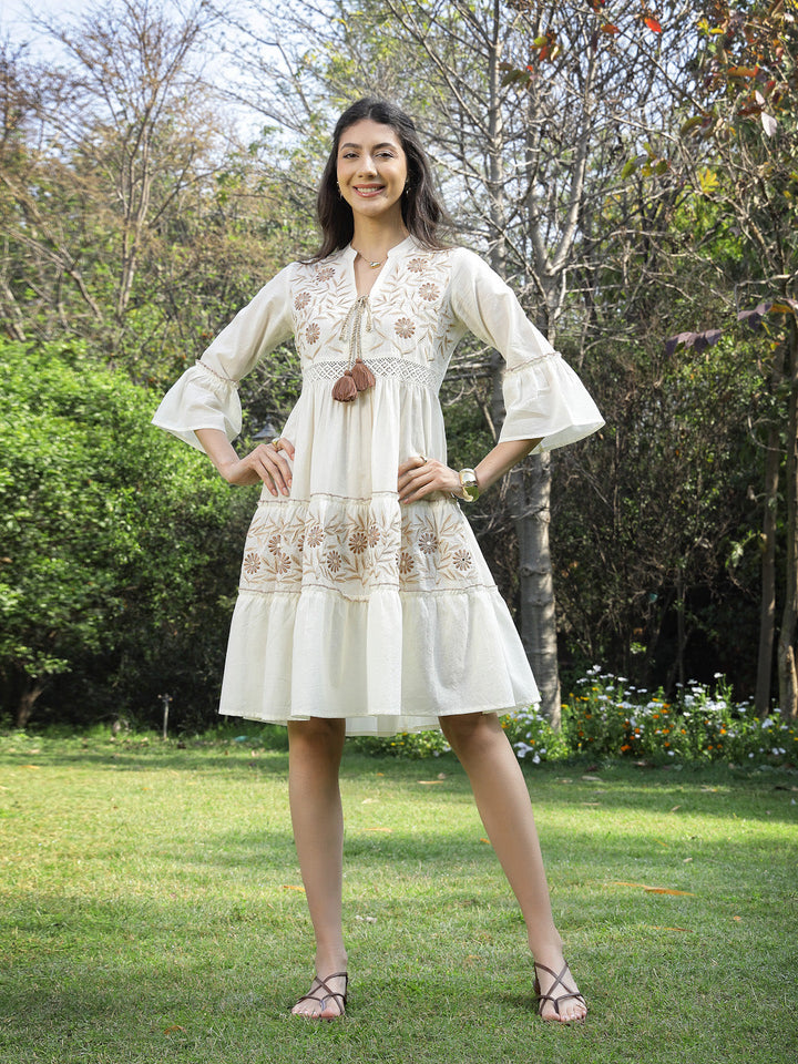 Off-White-Cotton-Embroidered-Tiered-Midi-Dress