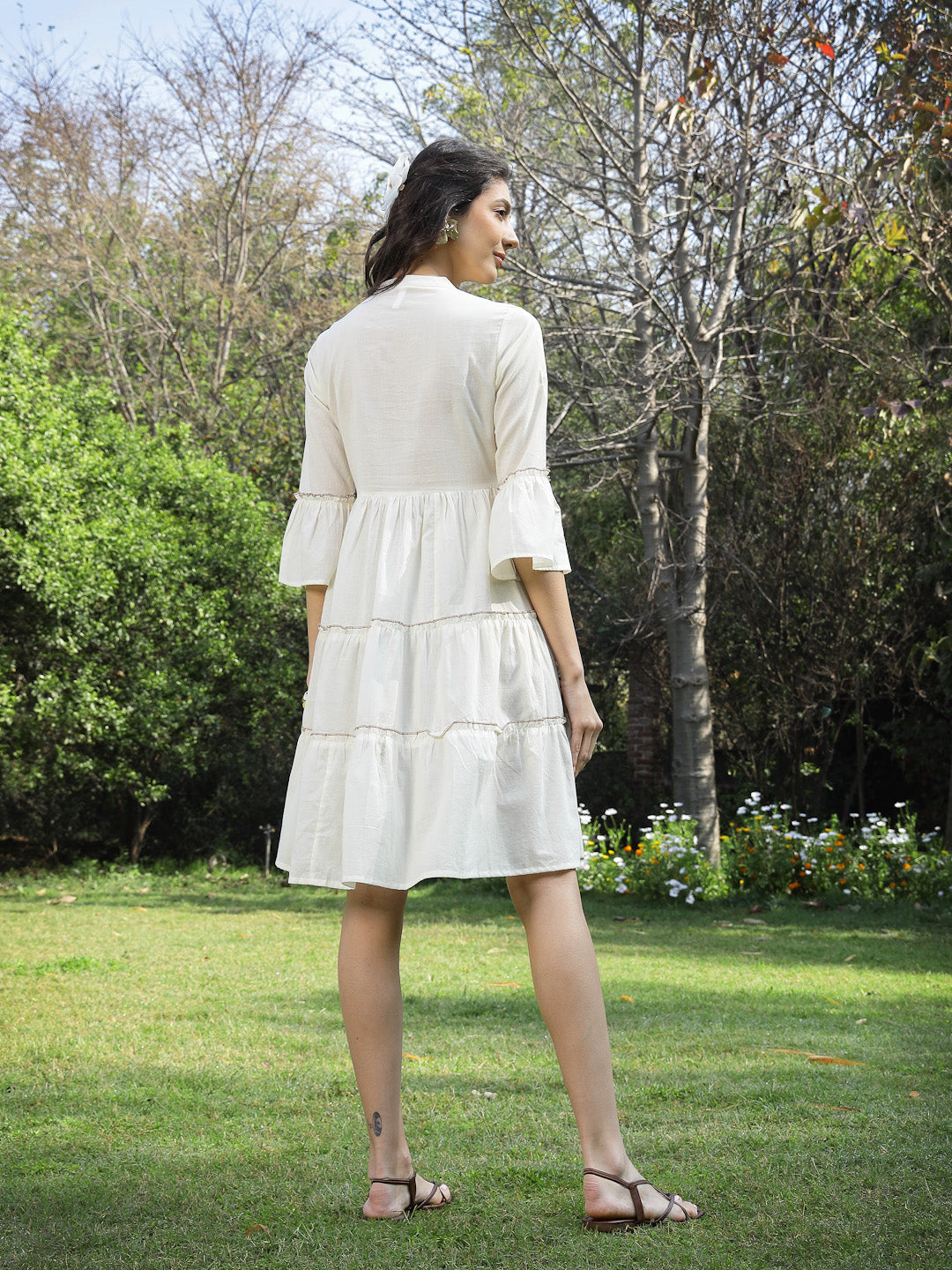 Off-White-Cotton-Embroidered-Tiered-Midi-Dress