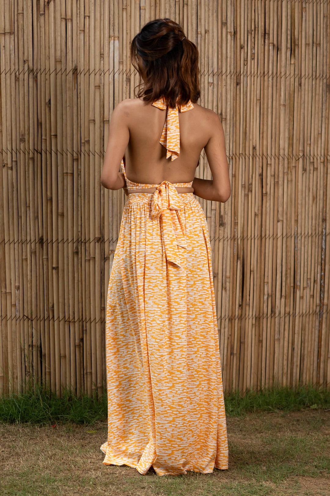 Orange-&-White-Rayon-Palm-Paradise-Petals-Skirt-Set