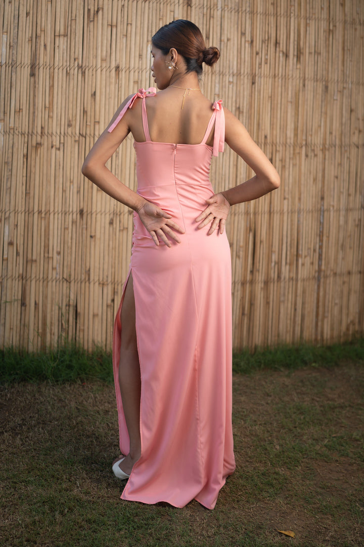 Baby-Pink-Polyester-Elegant-Enigma-Dress