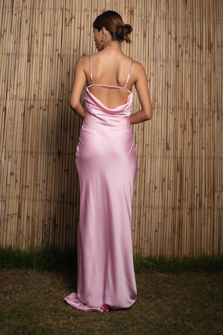 Baby-Pink-Polyester-Luxe-Elegance-Dress