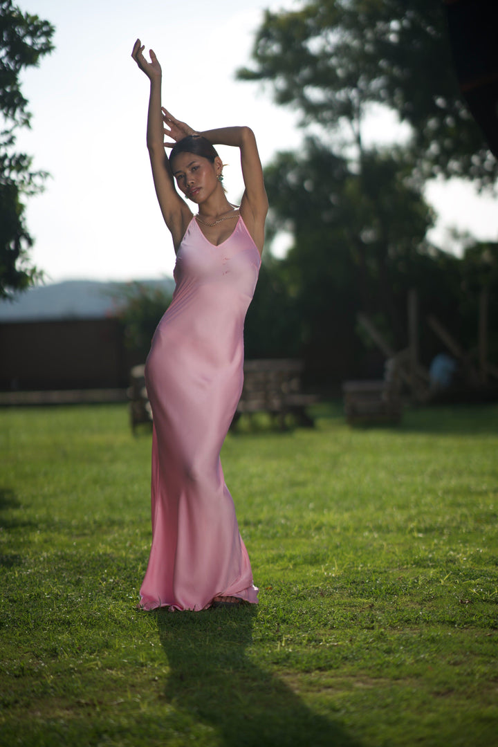 Baby-Pink-Polyester-Luxe-Elegance-Dress