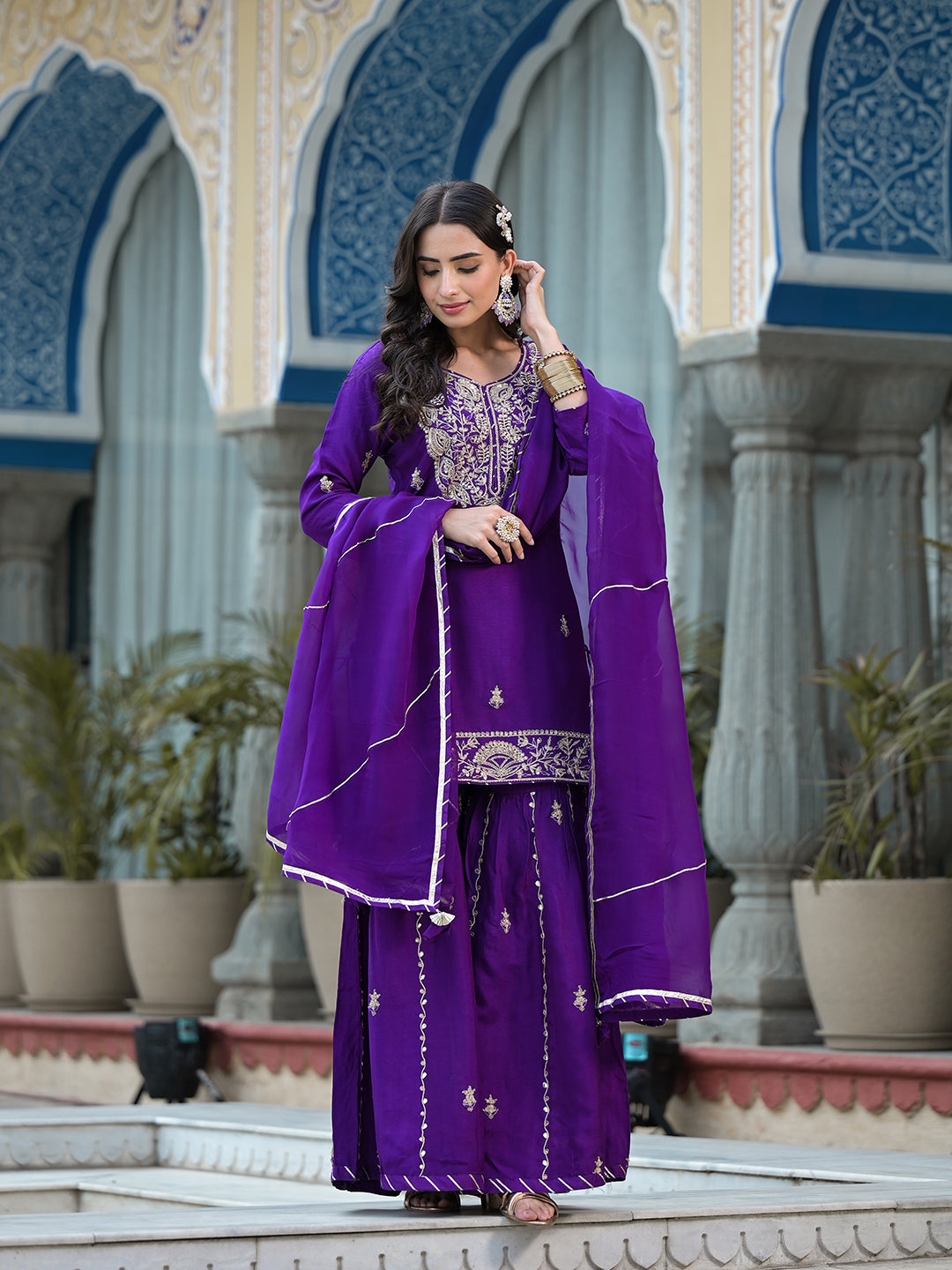 Purple-Russian-Silk-Marodi-Hand-Work-3-Piece-Sharara-Set