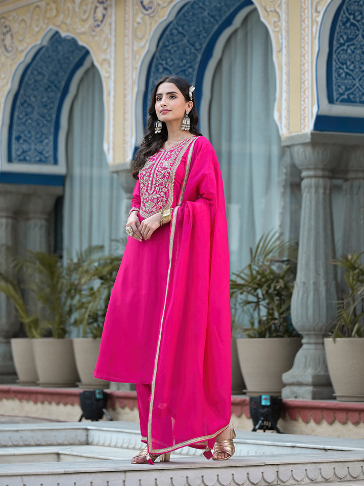 Rani-Pink-Russian-Silk-Hand-Work-3-Piece-Kurta-Set