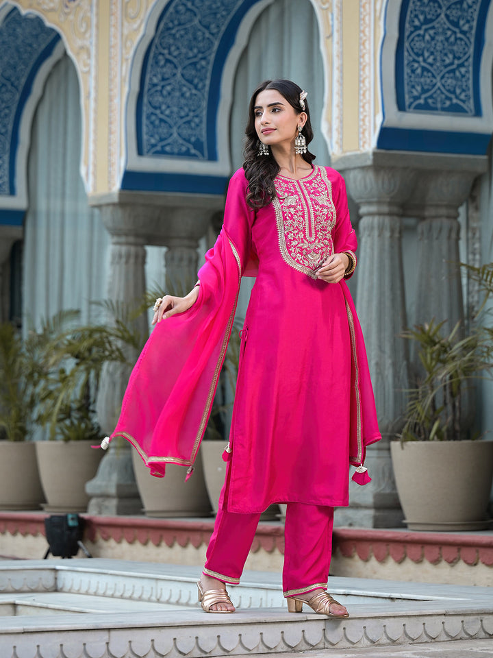 Rani-Pink-Russian-Silk-Hand-Work-3-Piece-Kurta-Set