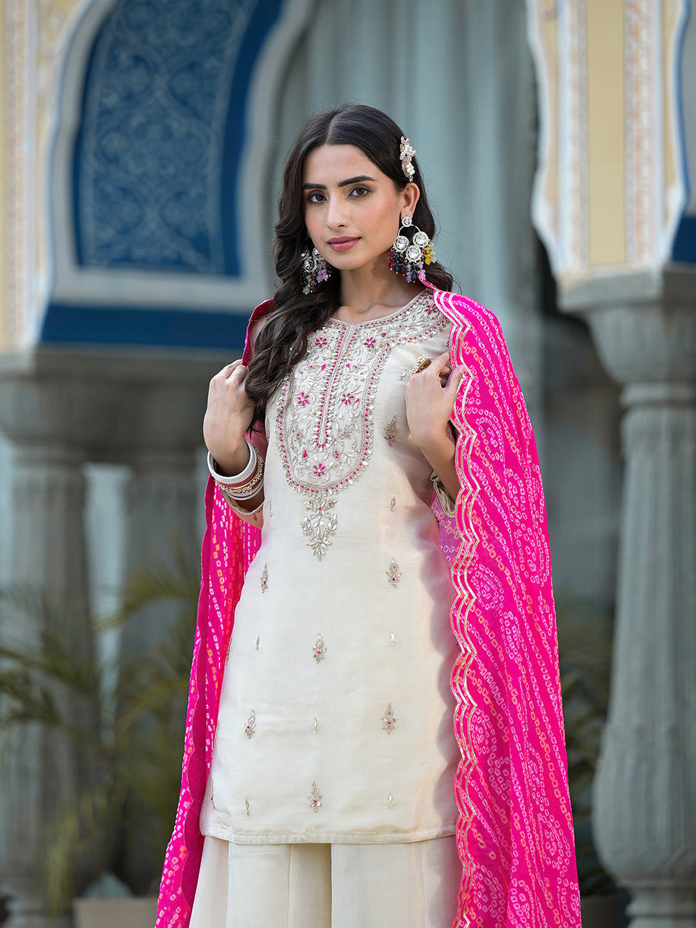 Cream-&-Pink-Tissue-Zardozi-Work-3-Piece-Sharara-Set