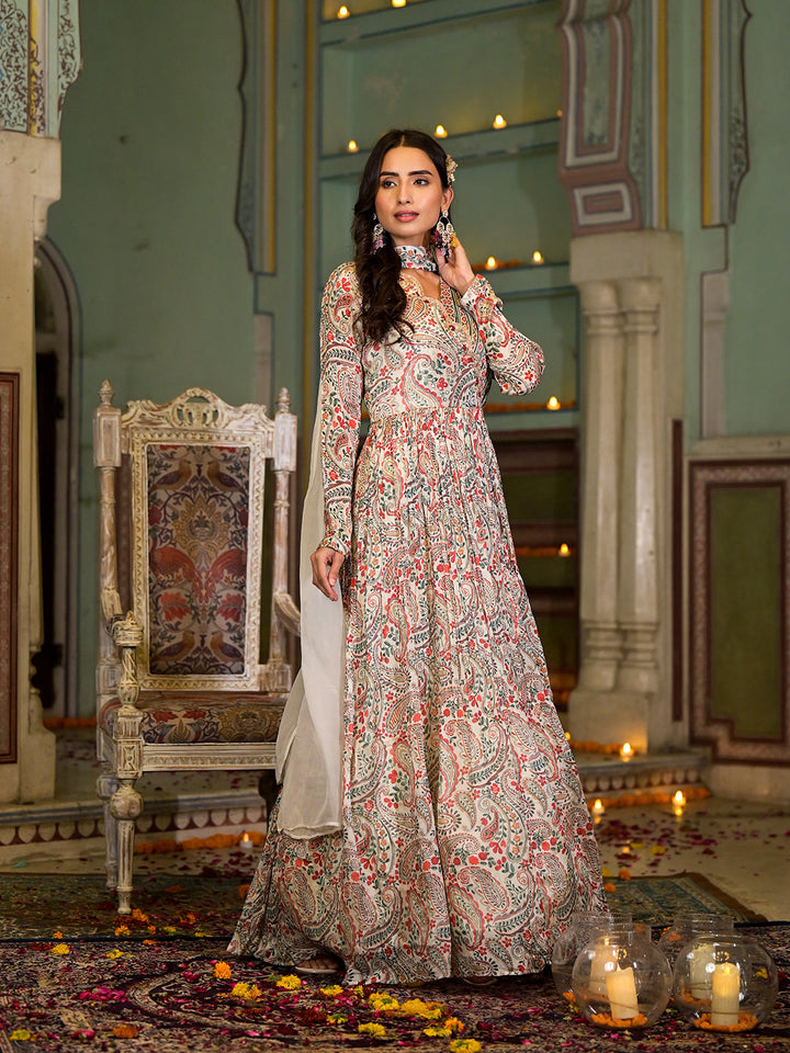 Beige-Chinon-Digital-Print-Party-Dress-With-Organza-Dupatta