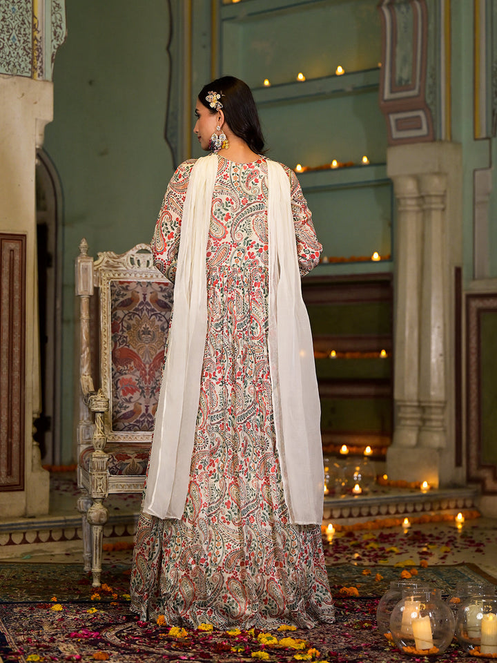 Beige-Chinon-Digital-Print-Party-Dress-With-Organza-Dupatta