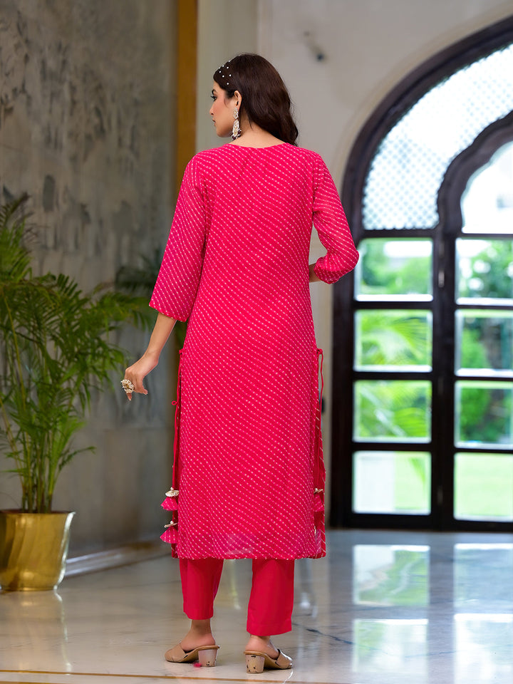 Rani-Pink-Georgette-Leheriya-Print-Straight-3-Piece-Kurta-Set
