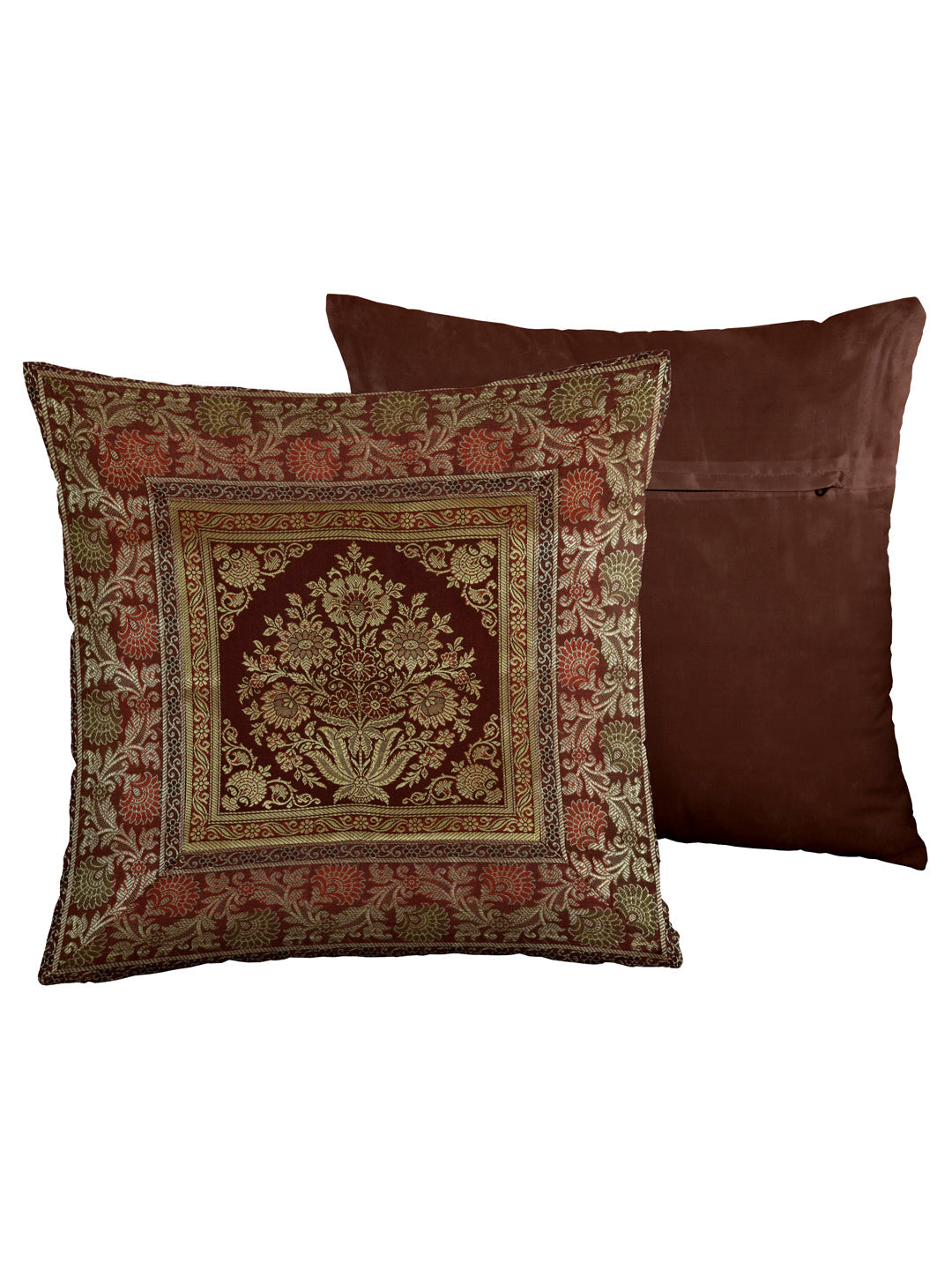 Maroon-Banarasi-Zari-Banarasi-Cushion-Cover