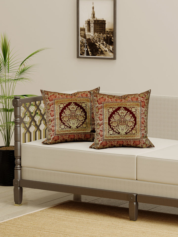 Maroon-Banarasi-Zari-Banarasi-Cushion-Cover