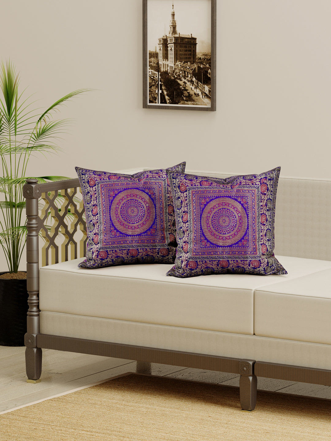 Royal-Blue-Banarasi-Zari-Banarasi-Cushion-Cover