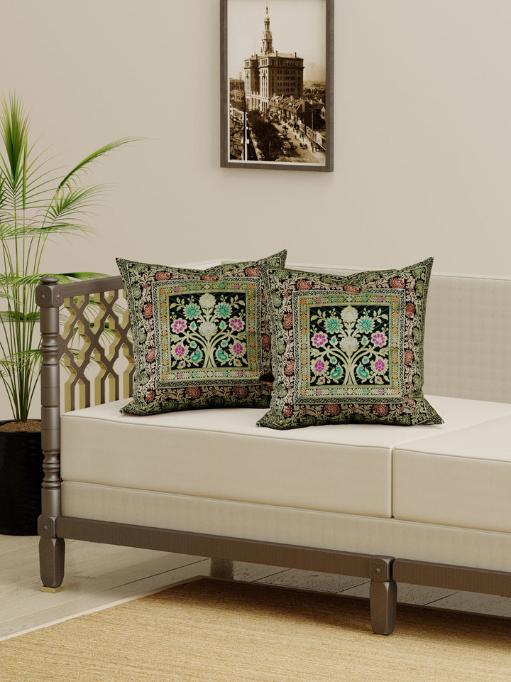 Black-Banarasi-Zari-Banarasi-Cushion-Cover