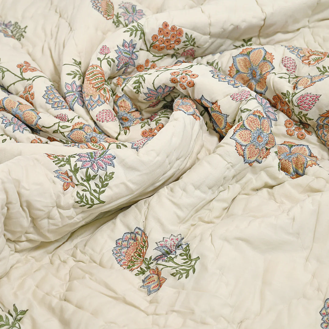 Beige-Cotton-Double-King-Revesible-Handblock-Printed-Quilt