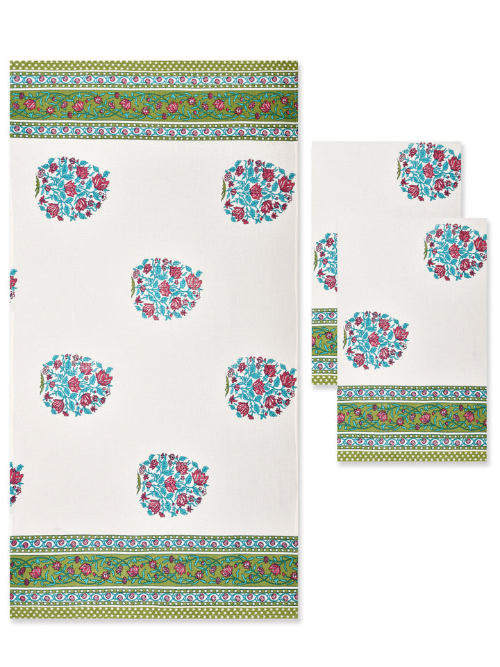 Multicolor-Waffle-Cotton-HandBlock-Print-Towels-Gift-Set