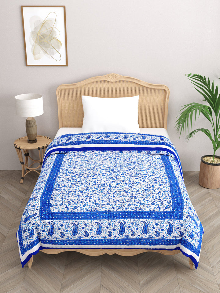 Blue-&-White-Cotton-Floral-Printed-Single-Bed-Quilt