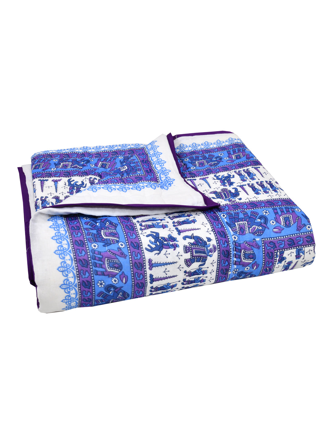 Blue-Caravan-Printed-Single-Bed-Quilt-With-Cotton-Filling