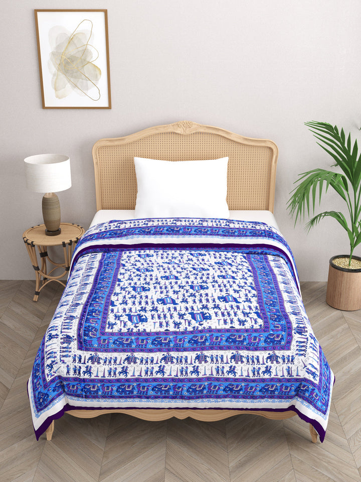 Blue-Caravan-Printed-Single-Bed-Quilt-With-Cotton-Filling