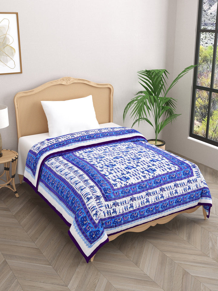 Blue-Caravan-Printed-Single-Bed-Quilt-With-Cotton-Filling