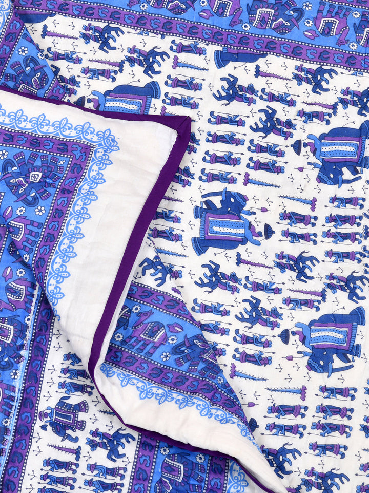 Blue-Caravan-Printed-Single-Bed-Quilt-With-Cotton-Filling