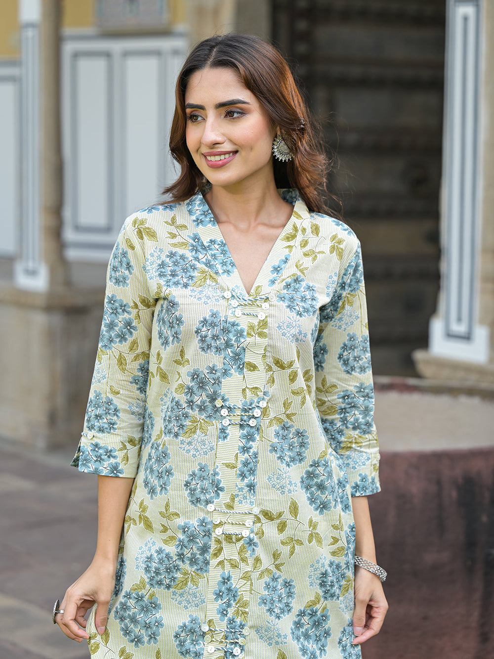 Green-Cotton-Straight-2-Piece-Kurta-Set