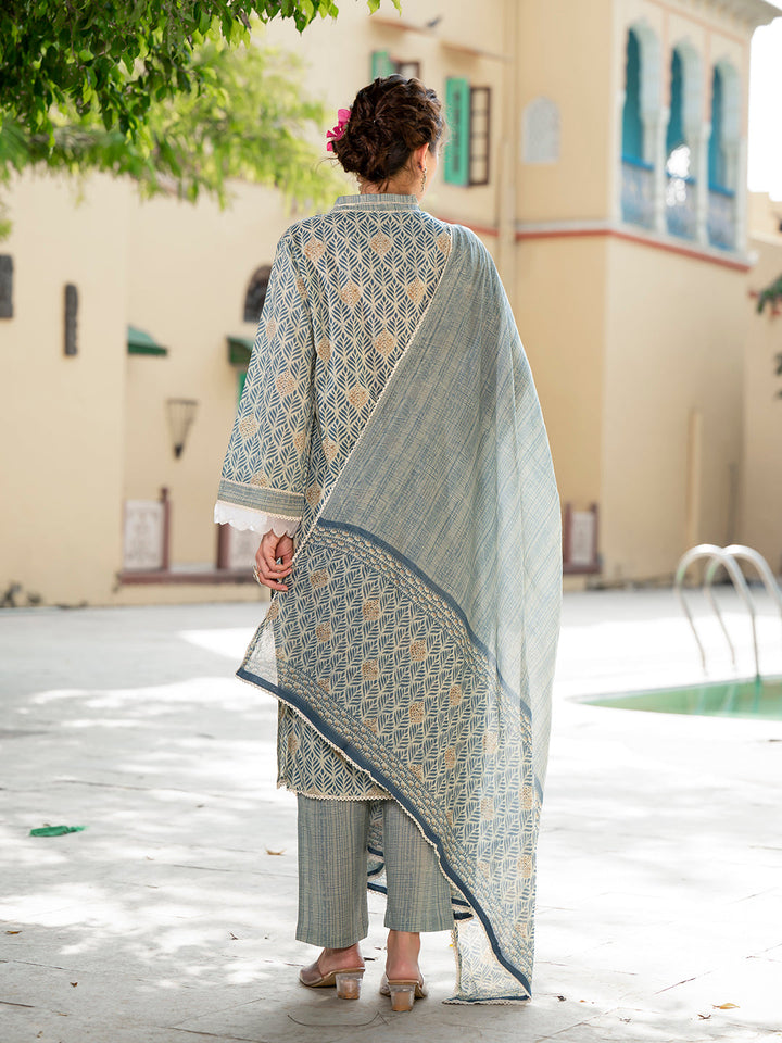 Grey-Cotton-Floral-Print-Pure-Straight-3-Piece-Kurta-Set