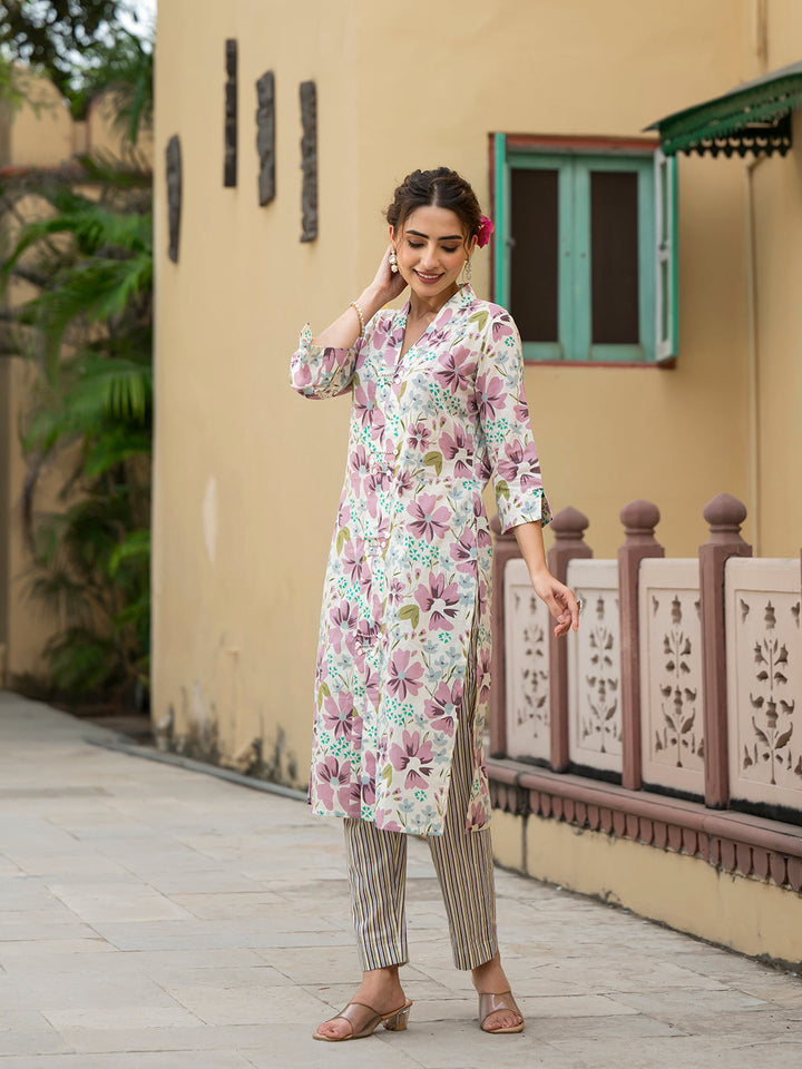 Lavender-Cotton-Print-Straight-2-Piece-Kurta-Set