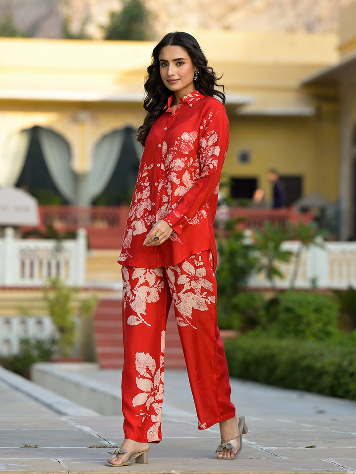 Red-Muslin-Hand-Painted-Co-Ord-Set