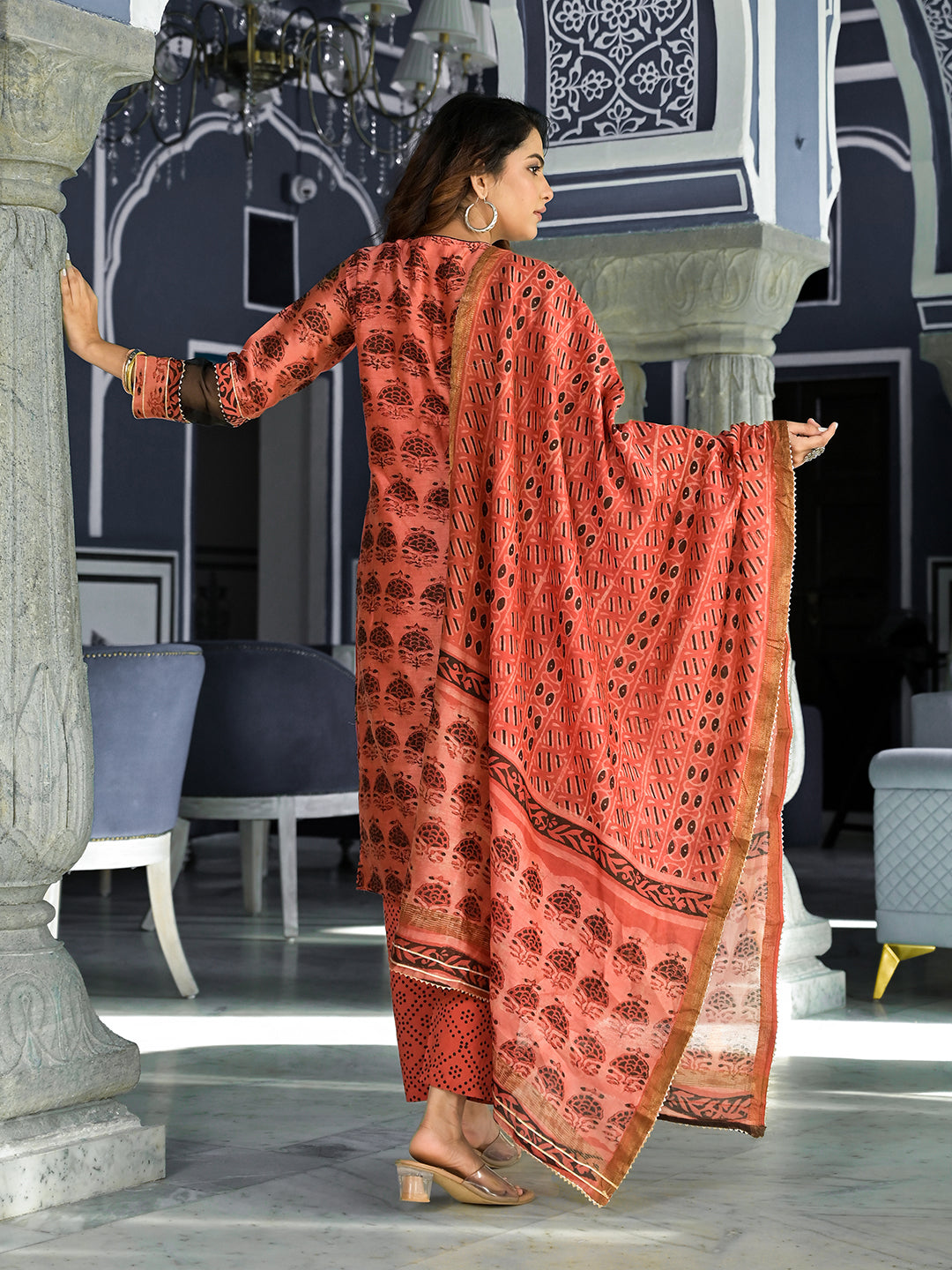 Maroon-Chanderi-Silk-Ethnic-Printed-3-Piece-Kurta-Set