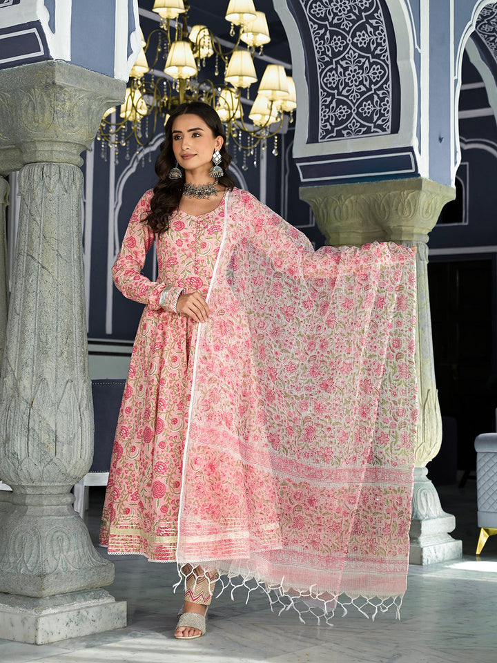 Pink-Cotton-Floral-Printed-3-Piece-Anarkali-Set